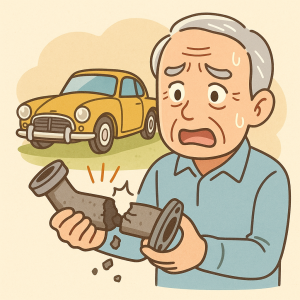 古くなって壊れたクラシックカーの部品・廃番