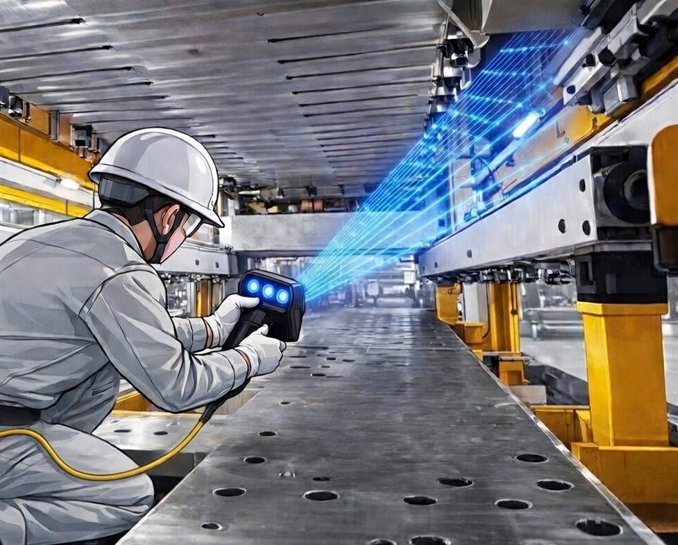 トランスファープレスの搬送トラブルの解決方法:プレス機を分解せず内部を精密形状測定(3Dスキャン)